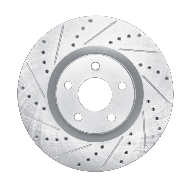 Ford Bronco Sport Brake Rotor (1) - Front Left - R1 Concepts - Drilled & Slotted - Silver - `20-`25